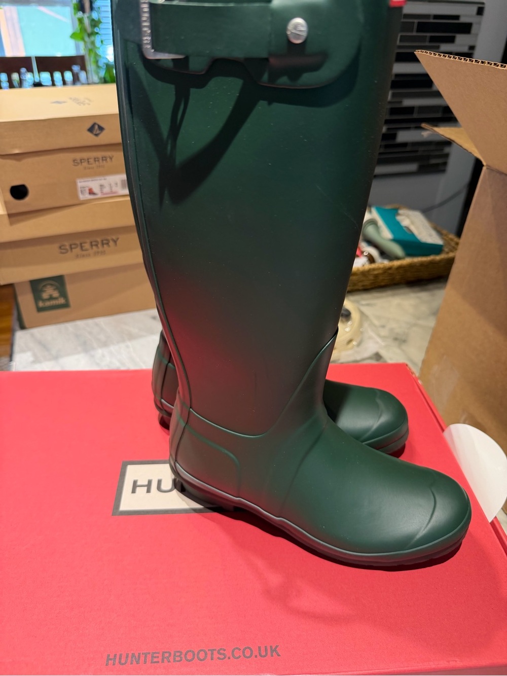 Hunter Tall Matte Forest Green Rain Boots - Picture 3 of 7